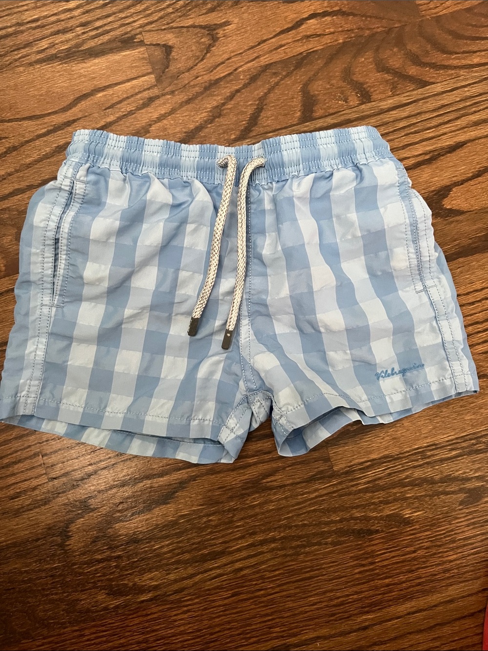 Vilebrequin Light Blue & White Gingham Swim Trunks